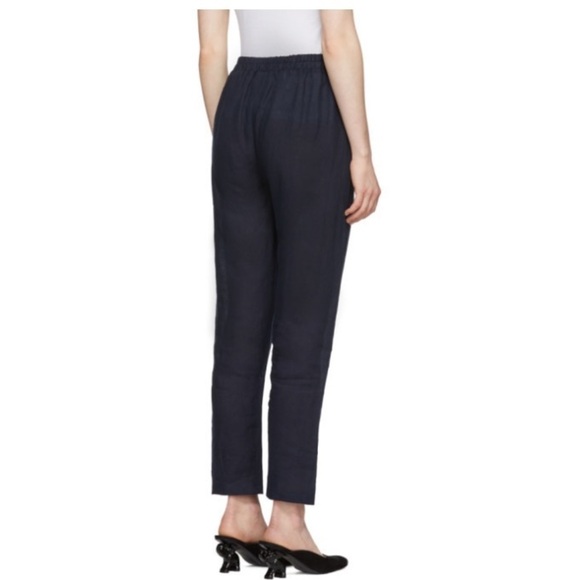 Mansur Gavriel Pants Navy Linen Trousers size S made in Italy minimalist‎ luxury - Picture 4 of 12